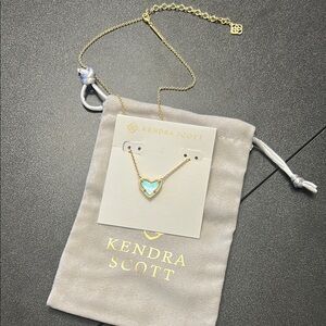 Kendra Scott Gold Necklace with Aqua Heart Pendant